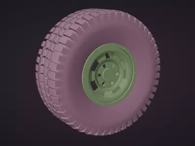 Stylized 4x4 Off-Road Tire and Rim Low-poly 3D model