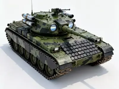 Modern Forest Camo Battle Tank 3D Model Low-poly 3D model