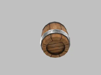 Barrel wooden Low-poly 3D model 7