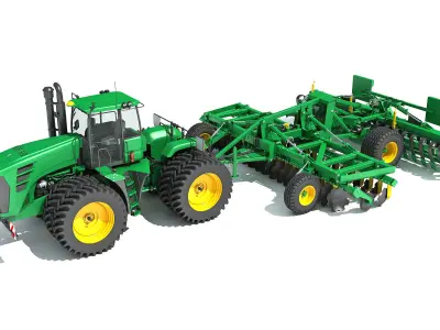 Tractor with Seed Drill 3D model 10