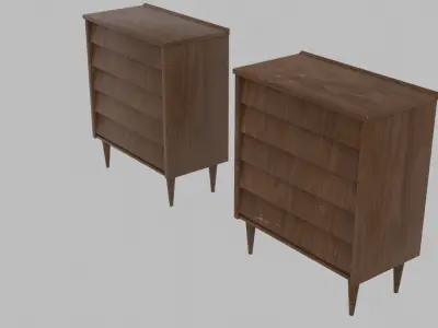1950s Tallboy Walnut Dresser Free 3D model