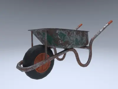 Rusty Wheelbarrow Free low-poly 3D model