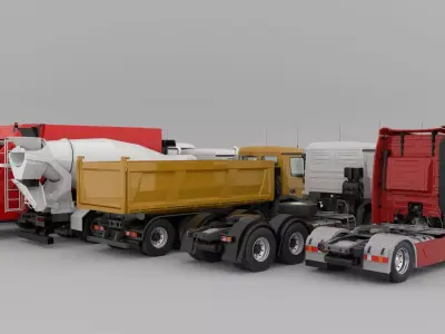 MercedesBenz-Actros All series Set 01 Low-poly 3D model