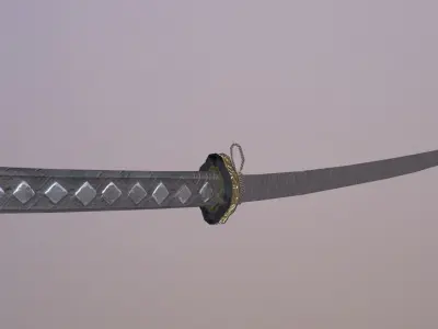 Katana samurai sword Low-poly 3D model 11