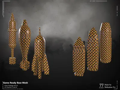 77 3D Model cartridge and Mortar WW12 Base Mesh -VOL 03  Low-poly 3D model