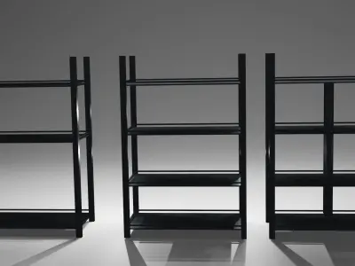 Metal Shelf and Shelves and Cardboard Boxes Gift Low-poly 3D model