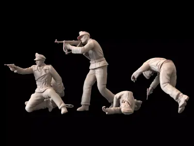 WW2 German Tank Crew STL  WWII Soldier Figures for Diorama  3D print model