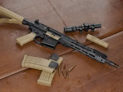 AR 15 SLR Low-poly 3D model purchase