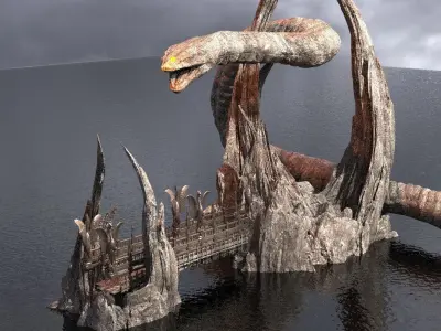 Ancient stone Snake cliffs bridges 3D model
