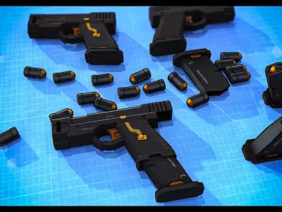 Sci-Fi Glock Low-poly 3D model purchase