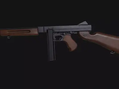 M1A1 Thompson Submachine Gun Low-poly 3D model
