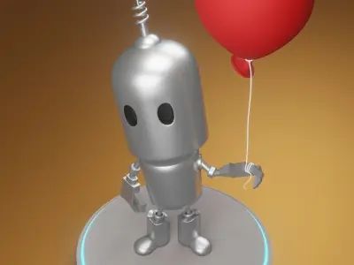 Robot holding balloon Low-poly 3D model