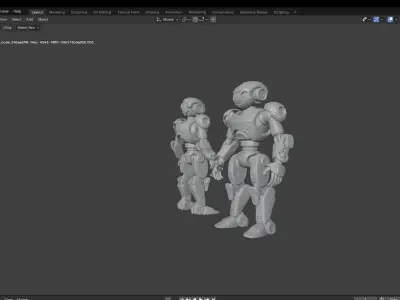 Futuristic Humanoid Robot Low-poly 3D model Low-poly 3D model