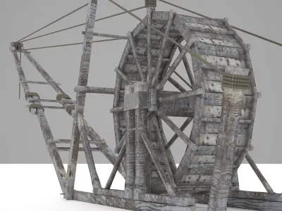 Old wooden crane 3D model