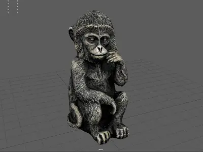 Monkey Statue Low-poly 3D model