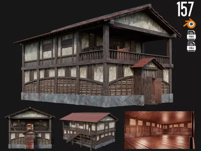 Medieval House Building 4K Textures GameReady 157 Low-poly 3D model