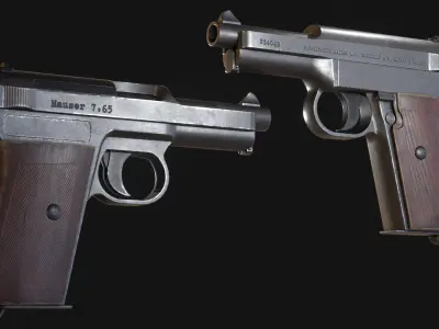 Mauser Model 1914 WW1 Handgun - Game Asset Free low-poly 3D model