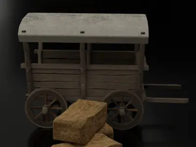 Wooden Cart Free 3D model purchase
