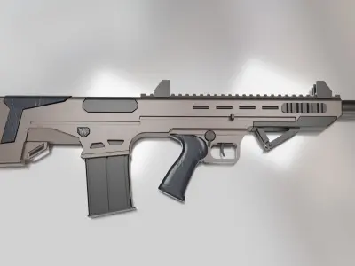 Rifle Low-poly 3D model 2