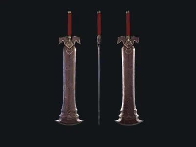 Dwarf Two-Hand Sword Low-poly 3D model
