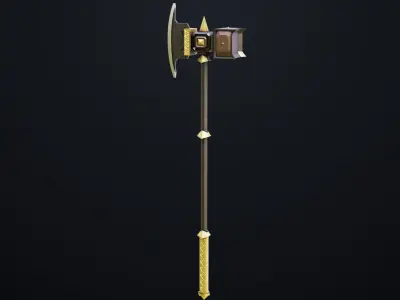 Battle Hammer 07 All PBR Unity UE V-Ray Textures Included Low-poly 3D model