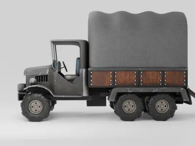 Truck old with canvas cover 3D model