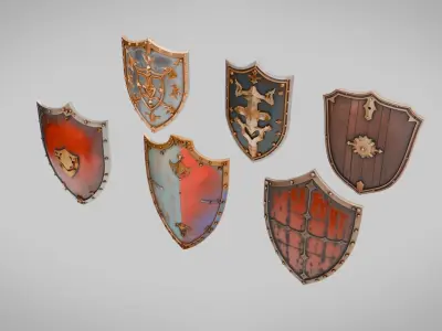 Shields Pack Collection Low-poly 3D model