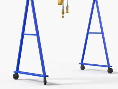 2 Ton Manual Drive Overhead Gantry with Lifting Hook Blue 3D model