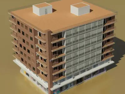 Photorealistic Low Poly Building 3D model shop