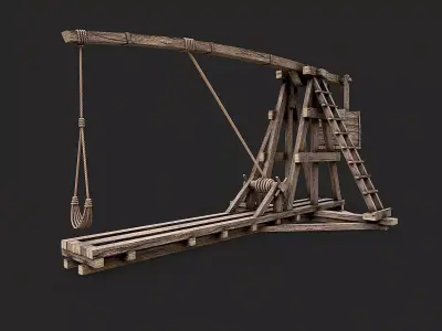 Medieval Siege Trebuchet 1 Low-poly 3D model