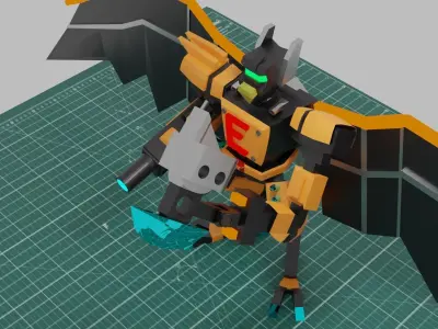 Winged Robot Low Poly 3D model