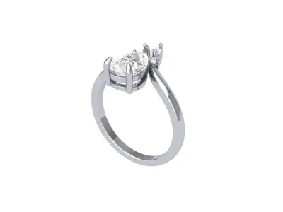 Pear Solitaire Ring 3D print model get