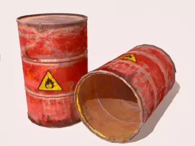 Red Oil Barrel Low-poly 3D model