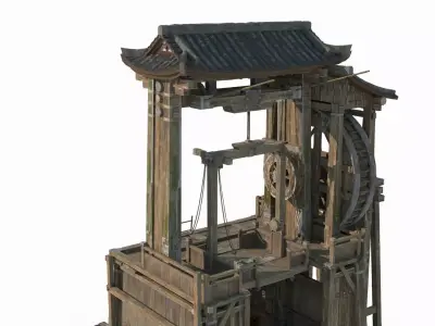 Ancient Asian Construction Hoisting Equipment 3D model