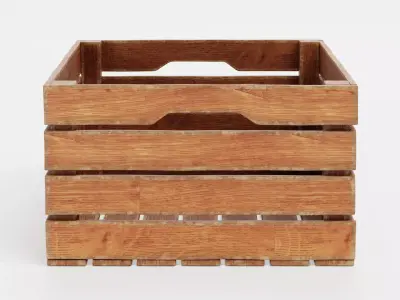 Wooden Box V1 - Open Slatted Storage Crate 3D model