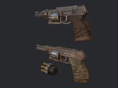 Argument gun and pistol Low-poly 3D model