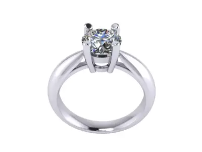 Solitaire Ring Without Side Diamonds - CC41-B 3D print model