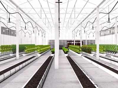 Intelligent greenhouse vegetable planting shed 3D model
