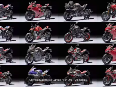 Ultimate Superbikes Garage All in One  3D Model Pack