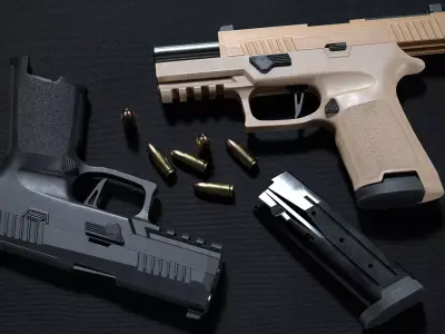 Compact Pistol Low-poly 3D model purchase