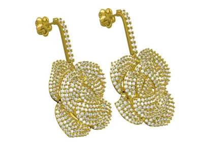 Antique Fully Iced Diamond Flower Earring 3D print model