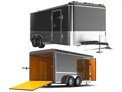 Detailed Cargo Trailer Open And Close 3D model