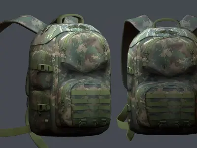 Backpack military combat Black baggage Low-poly 3D model get
