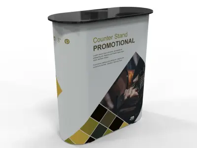Promotional Pop-Up Counter Stand with Shelves 3D model