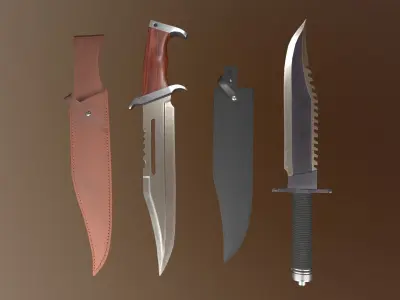 Rambo Bowie Knife Collection - PBR Low-poly Model Low-poly 3D model