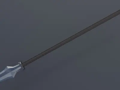 Battle Spear with ruby Low-poly 3D model