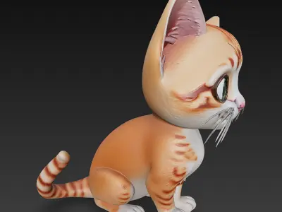 Optimized Low-Poly Kitten 3D Model UE5- Unity Real-Time Ready Low-poly 3D model 2