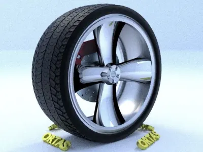 ORTAS CAR RIM 49 GAME READY RIM TIRE AND DISC 3D model