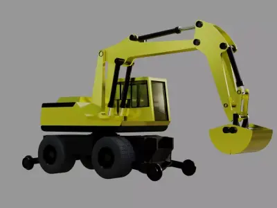 Railroad excavator Low-poly 3D model