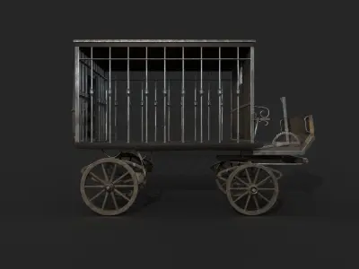 Realistic Medieval Prisoner Carriage Low-poly 3D model